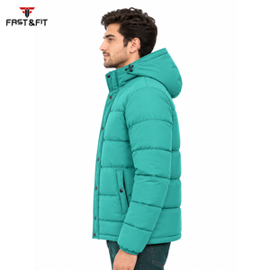 High Quality Puffer Jacket Canvas <b>Fabric</b> <b>Waterproof</b> Breathable Hooded Stand Collar Front Winter Manufactured Pakistan - Product Image 6