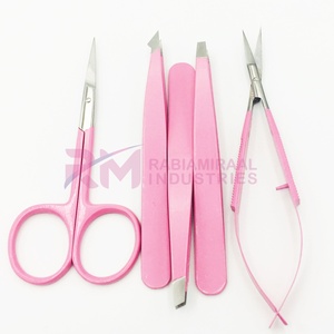Pince à épiler pour sourcils RMI de haute qualité, couleur rose avec revêtement poudré et pointe argentée - Product Image 6