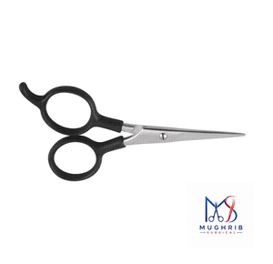 Ciseaux à moustache à grandes boucles, finition mate, pour gauchers, en acier inoxydable durable, lame droite, taille 12 cm, logo personnalisé - Product Image 3