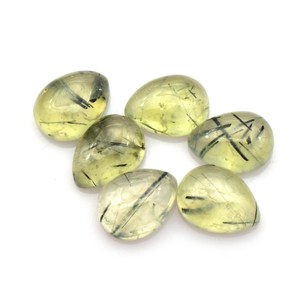 Lote al por mayor de gemas sueltas calibradas de prehnita natural en forma de pera de 5x7mm con parte trasera plana para fabricación de joyas - Product Image 2
