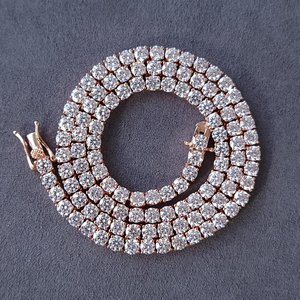 Rose Gold Plated Cubic Zirconia Statement Necklace Women's Fashion Party Jewelry Round Brilliant Prong Setting Zinc Alloy Chain - Product Image 4