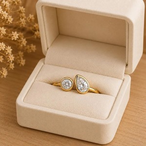 Fine Jewelry IGI Certified Pear Round Lab Grown Diamond 10K 14K 18K Solid Gold Toi Et Moi <b>Ring</b> Bridal <b>Ring</b> <b>Open</b> Adjustable <b>Ring</b> - Product Image 4