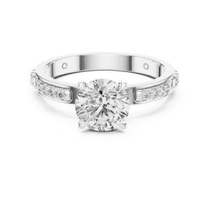 Luxury Round Cut Moissanite Diamond Engagement Ring Solitaire With Accents Wedding Bridal Ring Anniversary Gift For <b>Wife</b> - Product Image 1