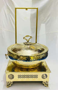 Recipientes para Calentar Comida de Acero Inoxidable con Recubrimiento PVD Dorado, para Buffet y Catering, con Tapa Colgante, Modelo CRAFT ASCENT, 8 Litros, Redondo, Estilo Indio - Product Image 2