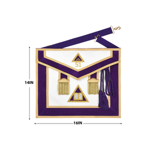Tablier de Rite Écossais Premium en Velours Violet avec Broderie Dorée, Régalia Cérémonielle en Satin Blanc, Fait Main, Meilleure Qualité Artisanale - Product Image 4