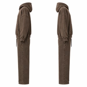 Conjunto de Sudadera Oversize con Lavado Ácido y Pantalones Anchos, Estilo Vintage Unisex, OEM ODM, Ropa Personalizada al por Mayor - Product Image 2