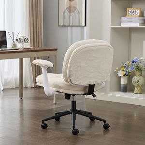Chaise de bureau à assise croisée avec accoudoirs rabattables et roulettes, chaise pivotante confortable avec siège large pour femmes - Product Image 5