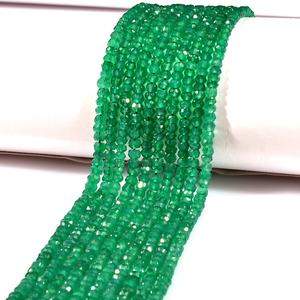 Excellent 4mm Faceted Rondelle Natural Green <b>Onyx</b> Beads Loose Gemstones for Jewelry Making - Product Image 3