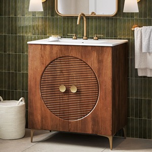 Meuble de salle de bain moderne et luxueux en teck avec placage, armoire de rangement pour ensemble de meubles de maison - Norven - Product Image 4