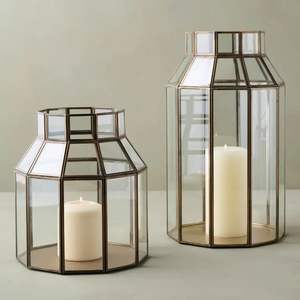 Porte-bougie artisanal au design unique, cadre doré, verre et métal, porte-bougie moderne, designs créatifs, décoration de Noël pour la maison - Product Image 4