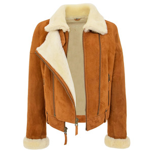 Latest Design <b>Men's</b> Quilted <b>Suede</b> Leather <b>Jacket</b> with Inside Sheep Fur Lining Breathable Plus Size Custom Made Camel Brown - Product Image 1