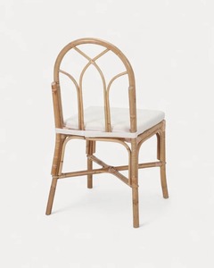 Modern Solid Wood Frame Rattan <b>Dining</b> <b>Chair</b> with Microfiber Fabric <b>Cushion</b> Seat and 1 Year Warranty - Product Image 4