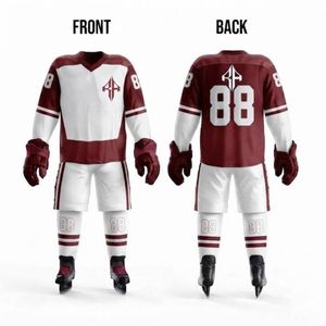 Conjunto de Uniforme de Hockey sobre Hielo con Cuello en V de RIVIAN ATLANTIC con Impresión por Transferencia de Calor, Material 100% Poliéster, Calidad Premium para Hombre - Product Image 1