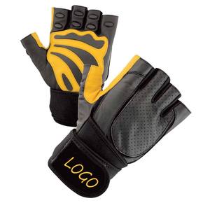Unisex <b>Half</b> Finger Leather Gym Gloves Non <b>Slip</b> Adjustable Weightlifting Fitness Training Gloves - Product Image 1