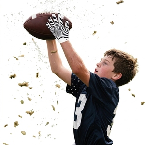 Gants de football américain personnalisés OEM pour receveur, à doigts complets, en cuir synthétique respirant, avec fermeture auto-agrippante et grip adhérent, unisexe - Product Image 3