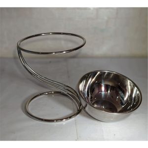 Moderno Tazón de Acero Inoxidable con Soporte de Alambre en Espiral, Tazón de Metal para Frutas y Ensaladas al por Mayor para Hoteles, Restaurantes y Decoración del Hogar - Product Image 1