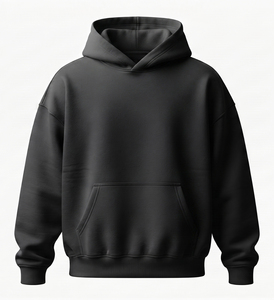 Heavyweight 350g Polyester/Cotton Pullover <b>Hoodie</b> <b>Plain</b> Minimalist Kangaroo Pocket Drop Shoulder Streetwear Casual Custom Design - Product Image 1