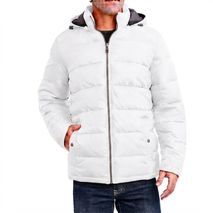 Men's Winter Stand Hooded Patchwork Front Puffer <b>Quilted</b> Windproof Breathable <b>Single</b> Button Outerwear Jackets - Product Image 2