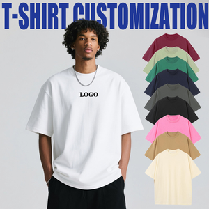 T-shirts vierges en coton de haute qualité pour hommes, design épais, pour impression, logo, streetwear, coupe ample - Product Image 1