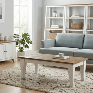 Mesa de Centro Nela de Madera Maciza, Diseño Minimalista, Estilo Japandi, Acabado Natural, para Sala de Estar Contemporánea - Product Image 1