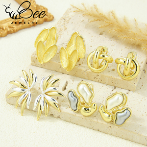Vintage Italian Irregular Baroque Pearl <b>Stud</b> <b>Earrings</b> Geometric Exquisite Gold Color <b>Crystal</b> <b>Earring</b> For Women - Product Image 6
