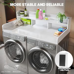 54\" Width X 27.5\" Depth Double Layer <b>Organizer</b> Washer Dryer Countertop Wood <b>Shelf</b> Topper Edge Laundry Hampers Convenient - Product Image 5