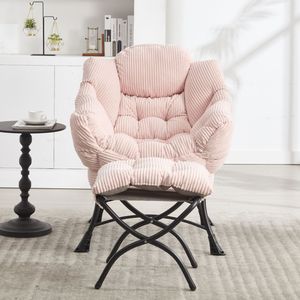 Poltrona Moderna con Poggiapiedi, Sedia Relax da Soggiorno con Braccioli e Tasca Laterale, Divano Imbottito per Lettura e Relax - Product Image 4