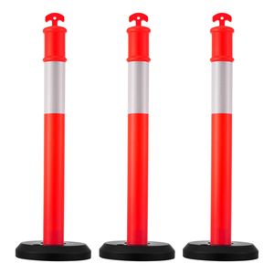 Coni di segnalazione stradale in plastica resistenti da 48 pollici, con strisce riflettenti e base riempibile, confezione da 3 - Product Image 1