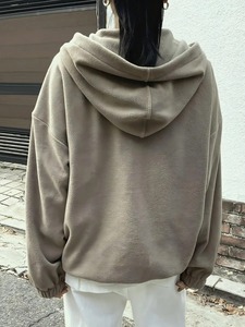 Oversized Green Hooded Half Zip Sweatshirt Unisex Casual Fleece Cotton Autumn Regular Fit Long Sleeve Solid Knitted 2027 - Product Image 4