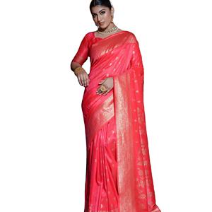 El último diseñador Banarasi Soft Silk Zari Weaving Border Saree de FabZone - Product Image 1