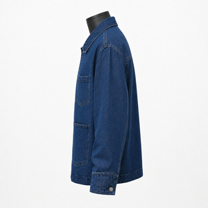 Nouvelle veste de travail en jean bleu foncé pour homme, sur mesure, style décontracté, en coton, streetwear, fabricant OEM ODM - Product Image 3