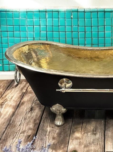 Bañera de Hidromasaje de Lujo Hecha a Mano con Patas de Latón, Exterior Negro, Independiente, para Villas de Lujo, Hoteles y Resorts - Product Image 6