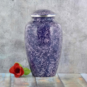 Urne funéraire internationale Falah, modèle standard, design unique, thème imprimé avec autocollant violet, pour cendres humaines, 220. - Product Image 1