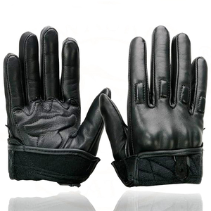 Samroz Sports Men's Grey Perforated Leather Full Finger Motorcycle Hand <b>Gloves</b> W/Breathable ‘Open Knuckle - Product Image 3
