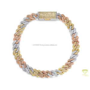 Luxury Tri Color Cuban Link Moissanite <b>Bracelet</b> with White Yellow Rose Gold Finish and Fully Iced Out VVS Stones - Product Image 5