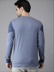 Chemise décontractée pour homme, bleu uni, sans col, manches courtes, tricotée, 100% coton, respirante, été, ODM - Product Image 5