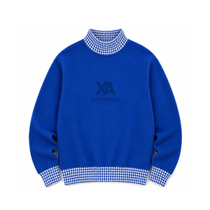 Sudadera de cuello alto para mujer, diseño personalizado, con estampado de cuadros a contraste, hombros caídos y manga larga, ideal para Navidad - Product Image 5
