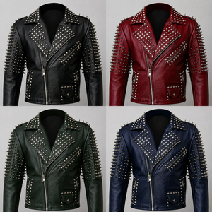 Custom Men's Genuine Leather Slim Fit <b>Punk</b> Rock Biker <b>Jacket</b> Windproof Sherpa Lined Winter Outerwear - Product Image 6