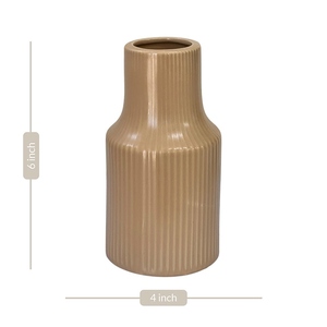 Macetero de diseño moderno hecho a mano, florero de cerámica para flores secas, jarrón decorativo con diseño vertical único, decoración artística para estantería, premium - Product Image 5
