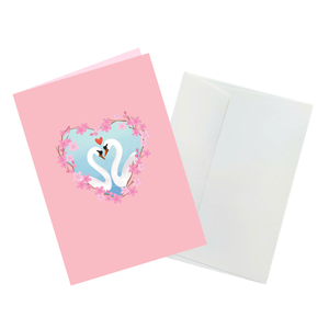 Tarjeta 3D Pop-Up Romántica de Pareja de Cisnes al por Mayor con Sobre, Tarjetas de Felicitación Hechas a Mano con Corazón y Amor para Parejas y Ocasiones Especiales - Product Image 6