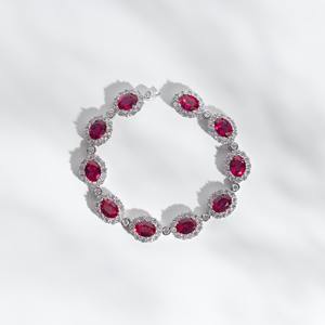 Pulsera de Moissanita Rosa con Corte Ovalado y Piedras Engastadas para Regalo de Compromiso para Mujer, Joyería de Plata 925 de Fabricante - Product Image 4