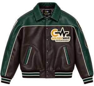 Men's Genuine Leather Varsity Bomber <b>Jacket</b> Custom Logo Embroidered <b>Vintage</b> <b>Racing</b> <b>Jacket</b> Color Streetwear Fashion Wear <b>Jacket</b> - Product Image 1