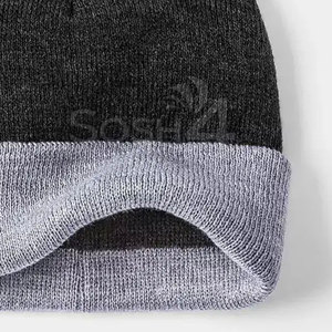 Solid Color 100% Wool Jacquard Knitted Winter Beanie <b>Hats</b> Custom Style Unisex Casual High Quality - Product Image 4