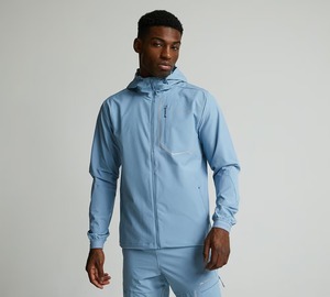 Men's Hooded Windbreaker <b>Jacket</b> Light Blue Zipper Closure Sporty Casual Outdoor Wear Spring Polyester Material - Product Image 5