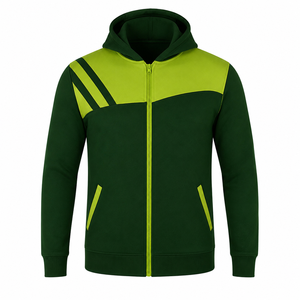 Ensemble de survêtement vert personnalisé à capuche pour hommes, ensemble de jogging sportif à fermeture éclair intégrale, vente en gros, vêtements de sport OEM - Product Image 3