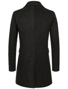 <b>Men's</b> <b>Black</b> Single Breasted Wool Blend Overcoat Classic <b>Long</b> Winter <b>Coat</b> Thick Warm Outerwear OEM ODM Wholesale Manufacturer - Product Image 4