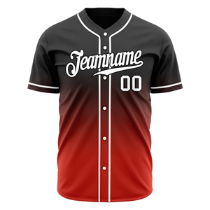 <b>Top</b> Premium Baseball Uniforms Jersey with Premium Quality <b>Mesh</b> Shirts and V Neck Jersey Front Button Short <b>Sleeve</b> <b>Black</b> Red - Product Image 2