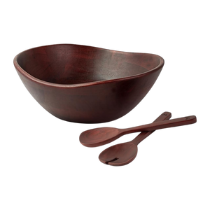 Ensemble de saladiers en bois d'acacia de haute qualité, design moderne, bols de service pour cuisine et salle à manger, faits à la main au Vietnam, personnalisables, pour fêtes et événements. - Product Image 1