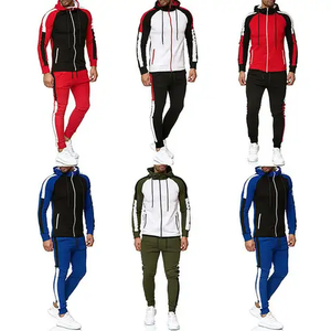 Survêtements pour hommes personnalisés en gros OEM, deux couleurs, respirants, en coton, élégants, avec fermeture éclair, ensemble 2 pièces - Product Image 3