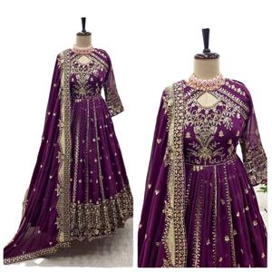 Professionnels en la vente de la meilleure collection de vêtements indiens, magnifique georgette avec broderie, costume Anarkali - Product Image 3